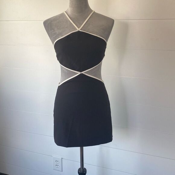 Zara mini dress black with white trim - Picture 4 of 9